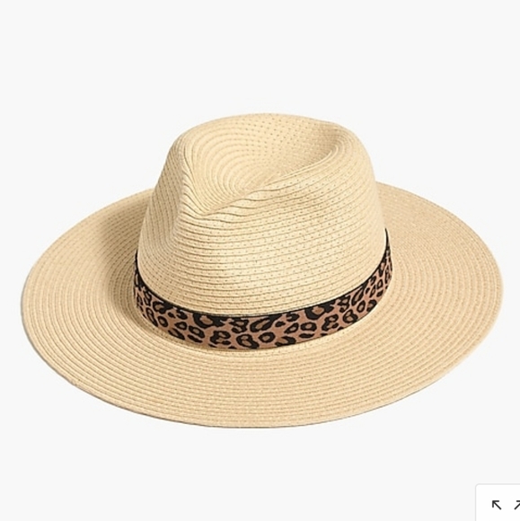 Jcrew packable hat with leopard ribbon 🐆 M/L